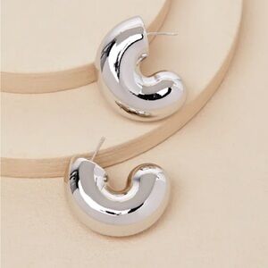 Lulus Rana 14kt White Gold Chunky Hoop Earrings Silver - Size One Size